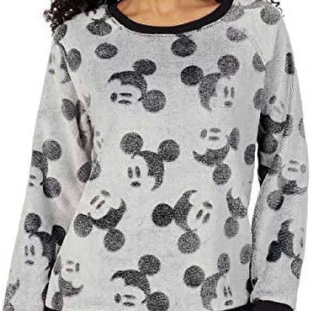 Disney Gray Mickey Mouse Plush Sweater Top
